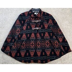 Charlotte Russe Aztec Cape Capelet Buckle Lined Pockets Southwestern Women's L